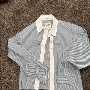 Abercrombie & Fitch White and Blue Striped Men's Shirt